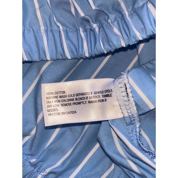 Ava & Viv Button-Up Crop Top Womens XXL Blue White Collared Long Sleeve Shirt - Picture 6 of 6